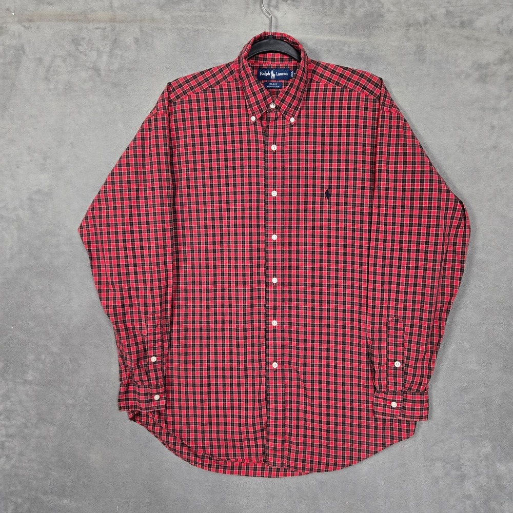Polo Ralph Lauren Shirt Mens Medium oversized Red Black plaid lightweight Blake